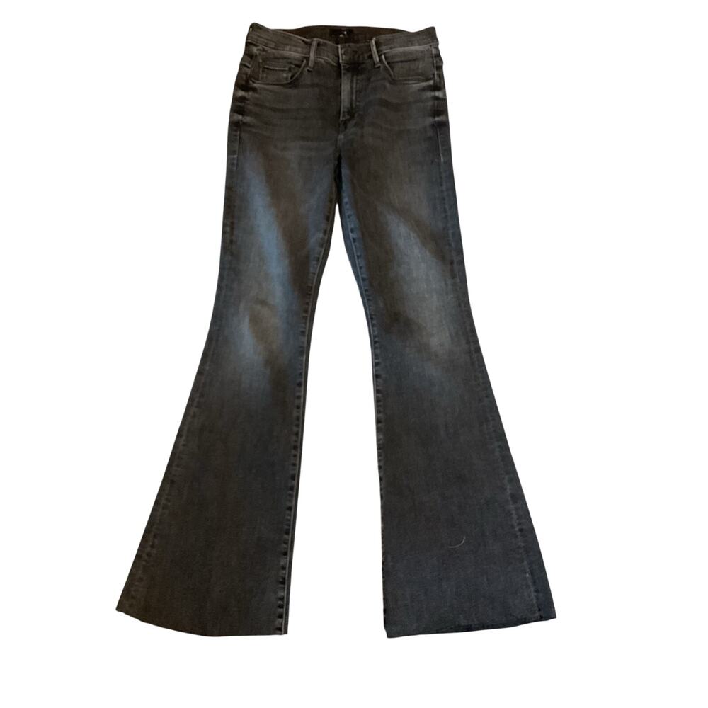 Mother Denim "The Weekender Flare Fray Hem Jean.  Black Washed Denim.  Size 27